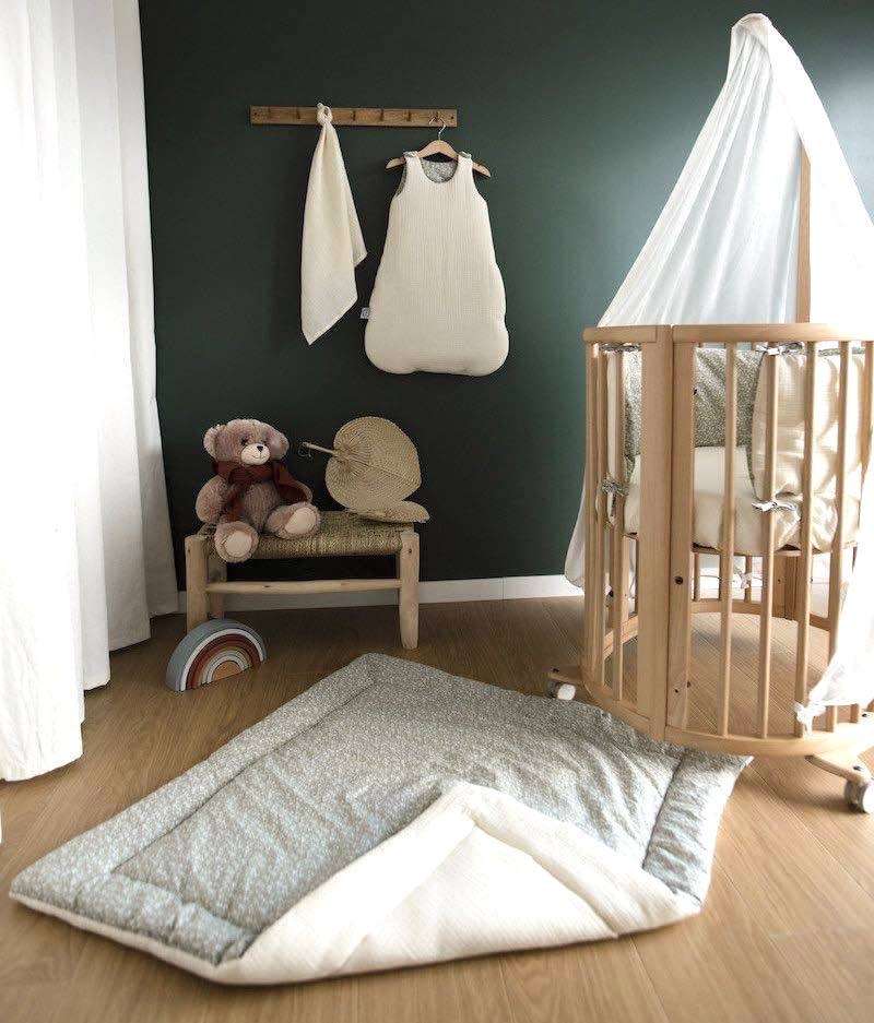 Tapis photo bébé personnalisable - écru / vert, Linge de maison et