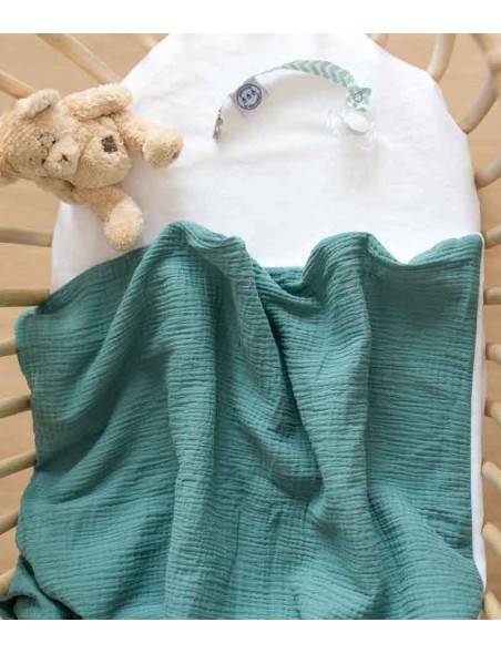 couverture plaid bébé made in france personnalisée - fleurs bleues