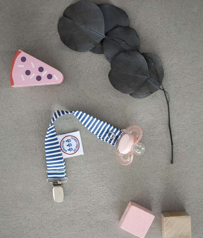 Lot bébé avec attache tétine et cotons lavables en tissu BIO Oeko-Tex, Handmade in France