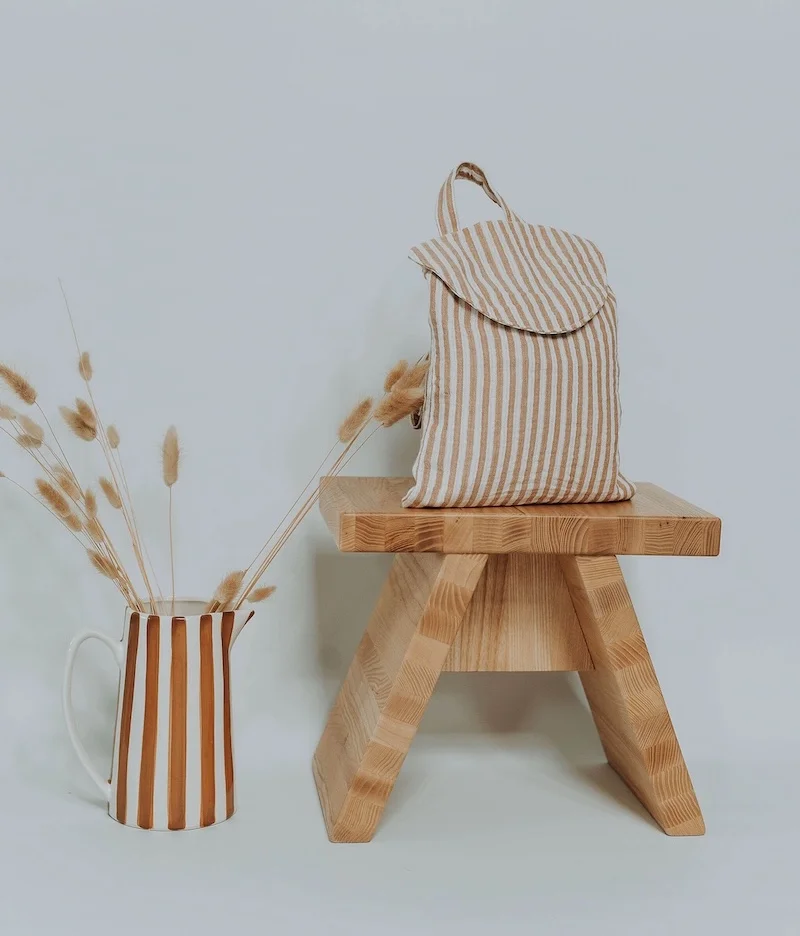 Sac à dos crèche rayures caramel