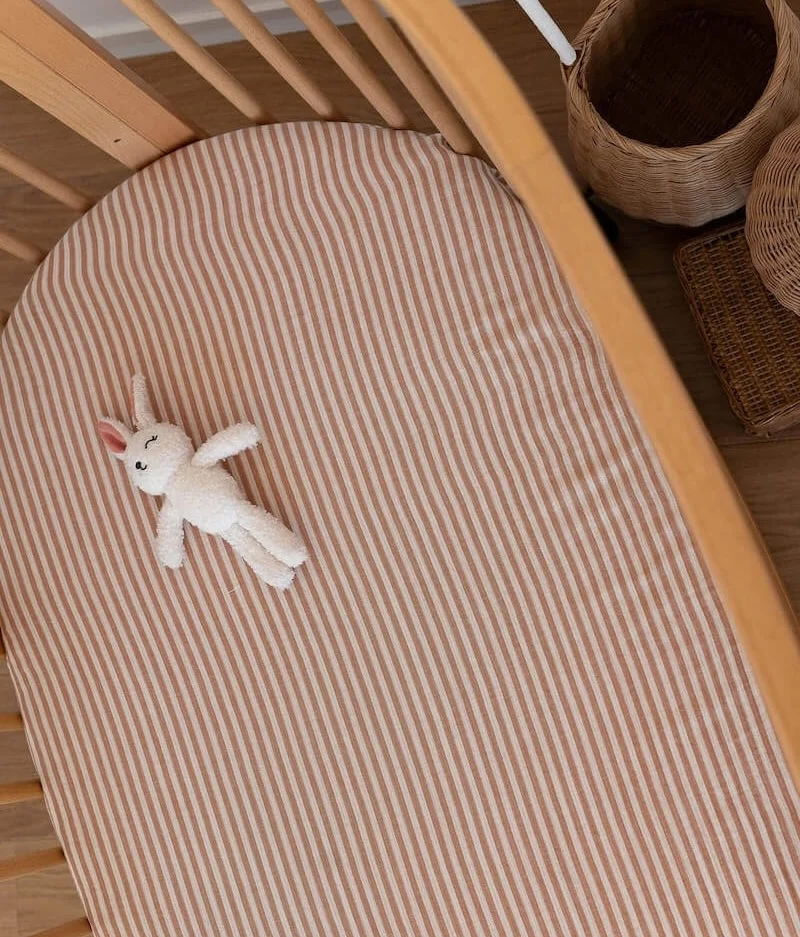 Drap housse Rayures caramel
