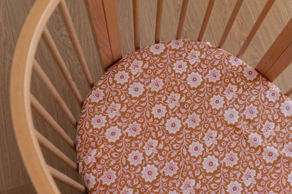 Drap housse camel Fleurs indiennes